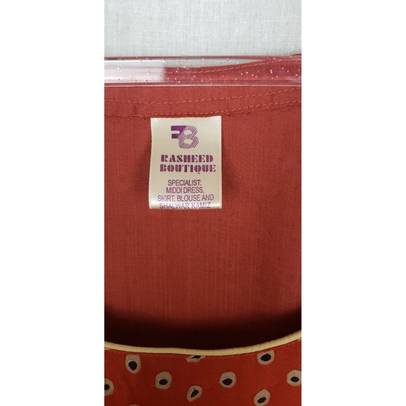 Rasheed Boutique Maxi Long Dress Multicolor Flowy Boho Peasant Lace Hem M/L - Picture 3 of 5